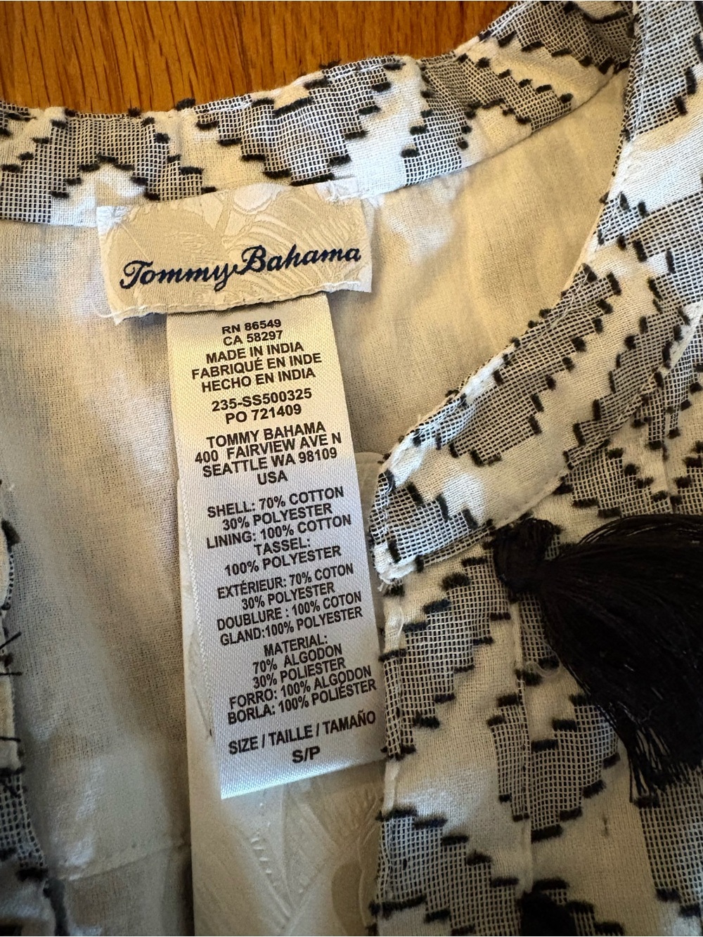 Tommy Bahama Gray & White Geometric Tassel Tunic Dress - Picture 5 of 8